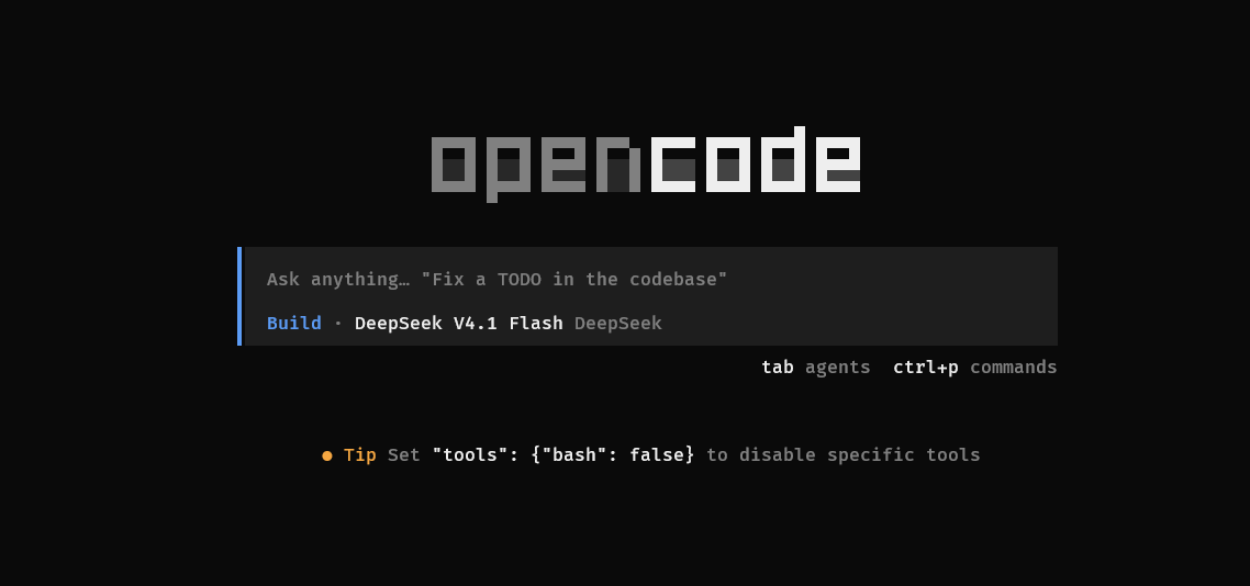 OpenCode TUI after sign-in